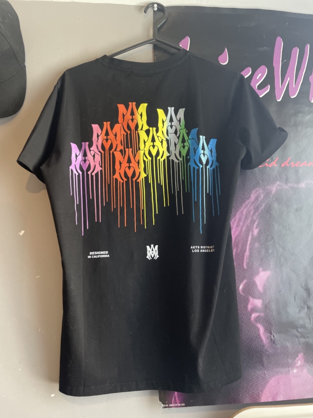 AMIRI Black T-Shirt with Rainbow Drip Logo - photo 2