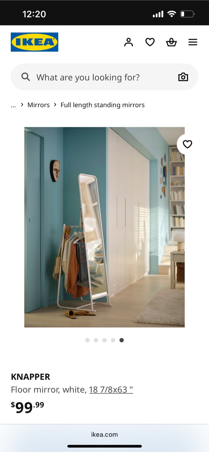 IKEA KNAPPER Floor Mirror - White, 18 7/8x63"