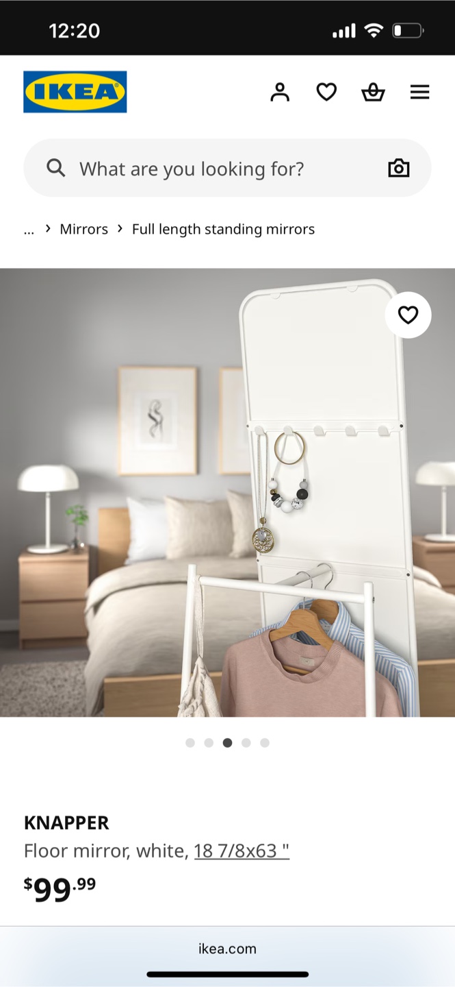 IKEA KNAPPER Floor Mirror - White, 18 7/8x63" - photo 2