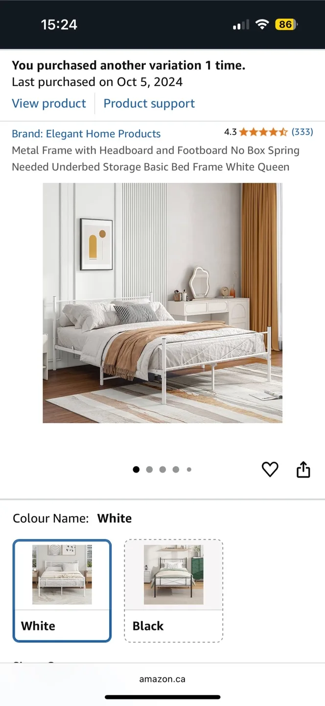 Casper Twin Mattress & White Metal Bed Frame image indicator(2)