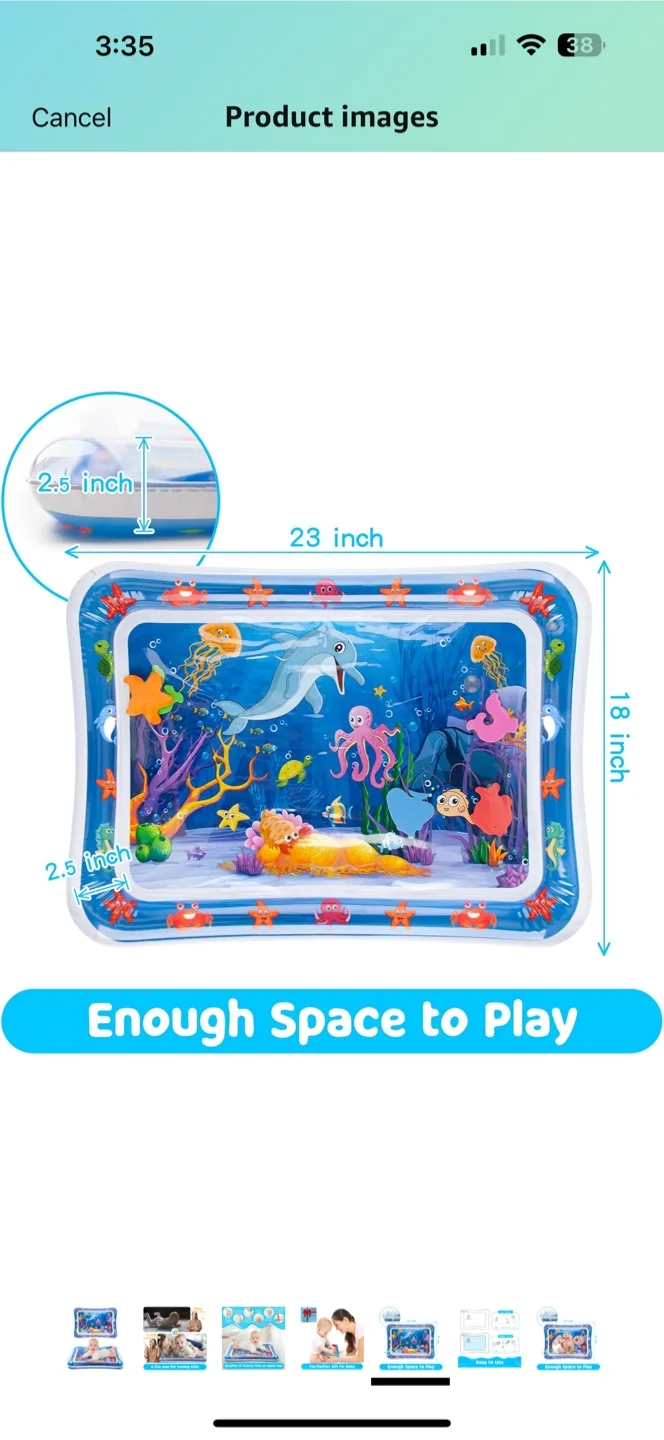 Inflatable Water Play Mat - 23 x 18 inches thumbnail