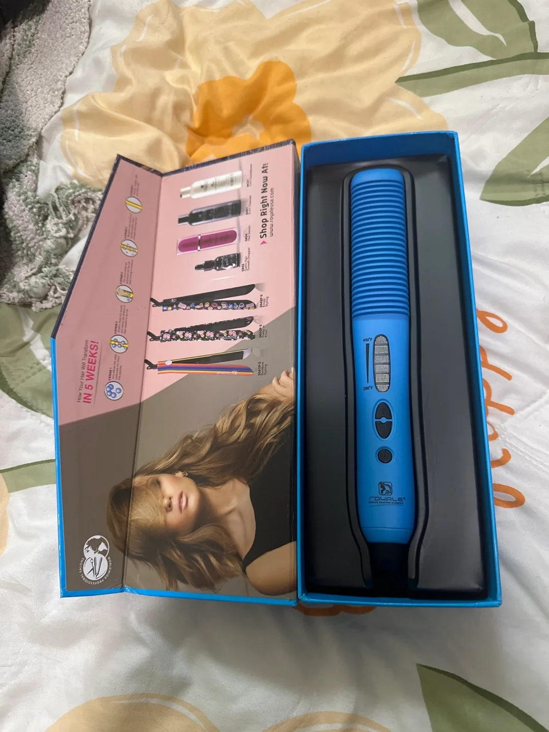 Royale Hair Straightener Brush - Blue thumbnail