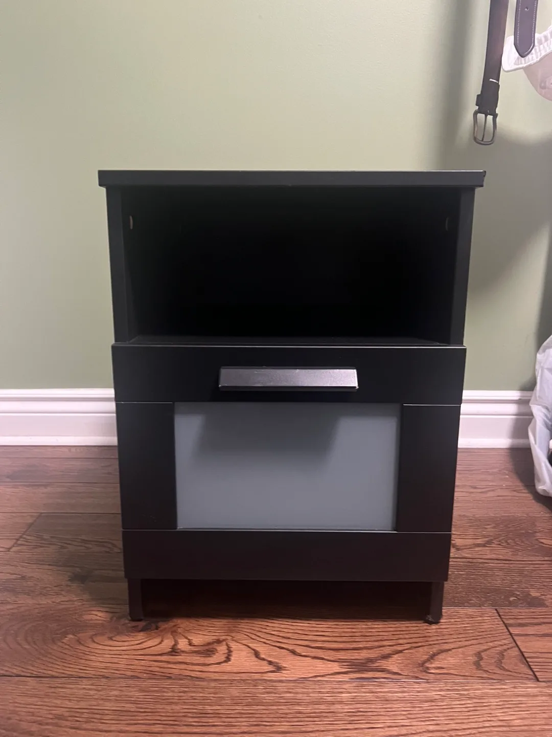 Black Nightstand with Drawer thumbnail