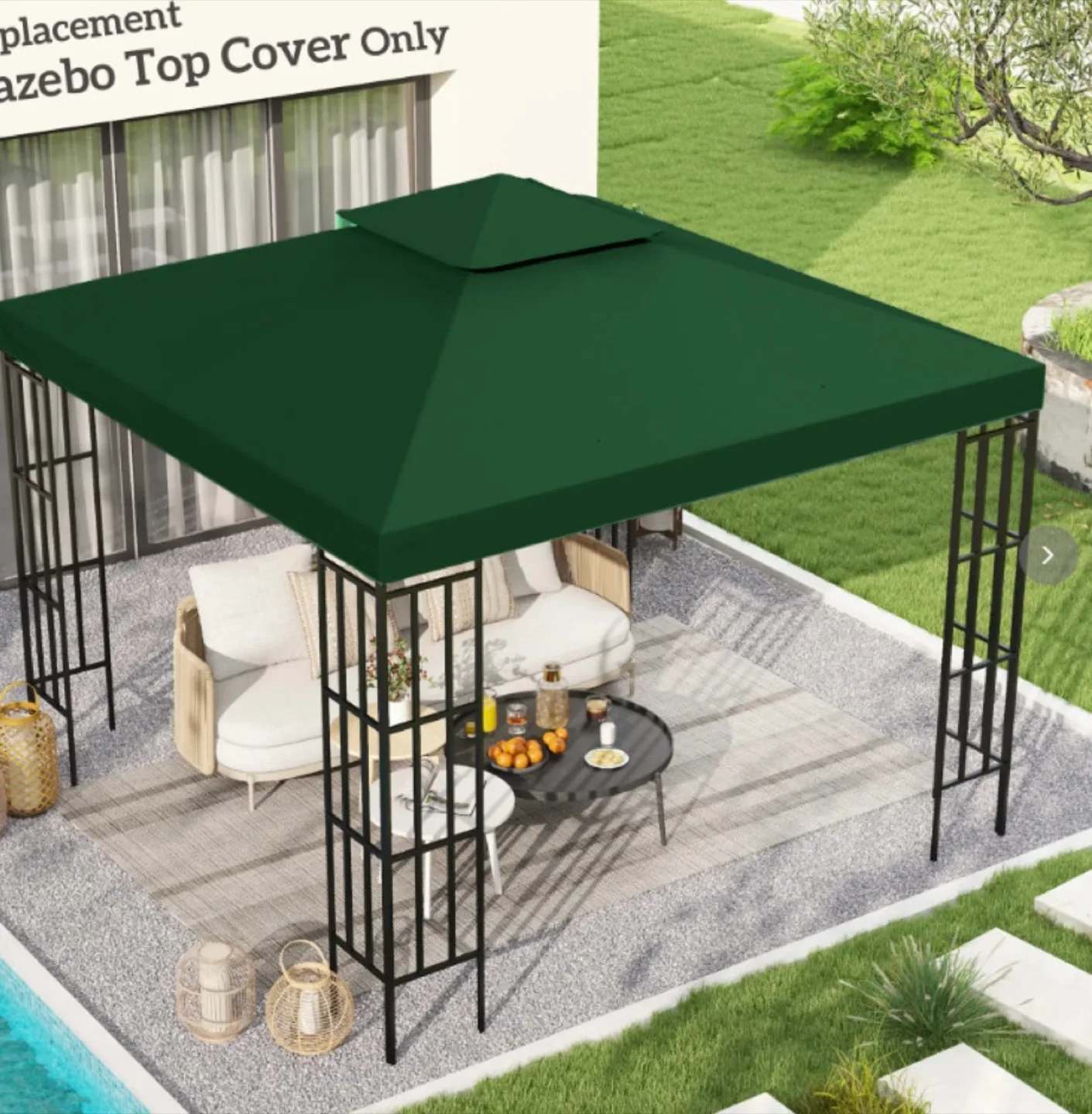 10FT x 10FT GAZEBO REPLACEMENT CANOPY- GREEN thumbnail