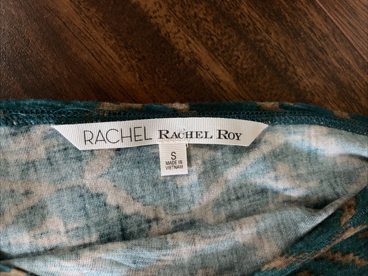 Rachel Roy women’s small one-shoulder maxi dress, teal and tan - photo 2