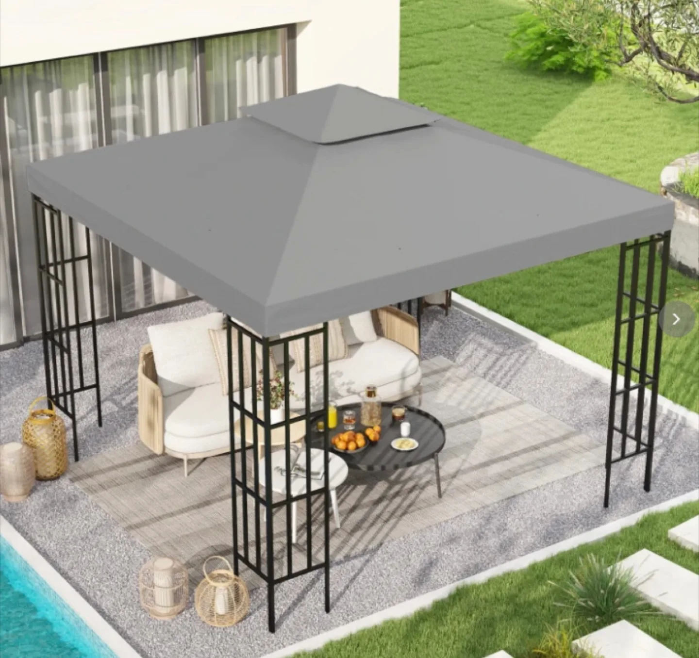 10-ft x 10-ft GAZEBO REPLACEMENT CANOPY TOP- GREY image indicator(2)