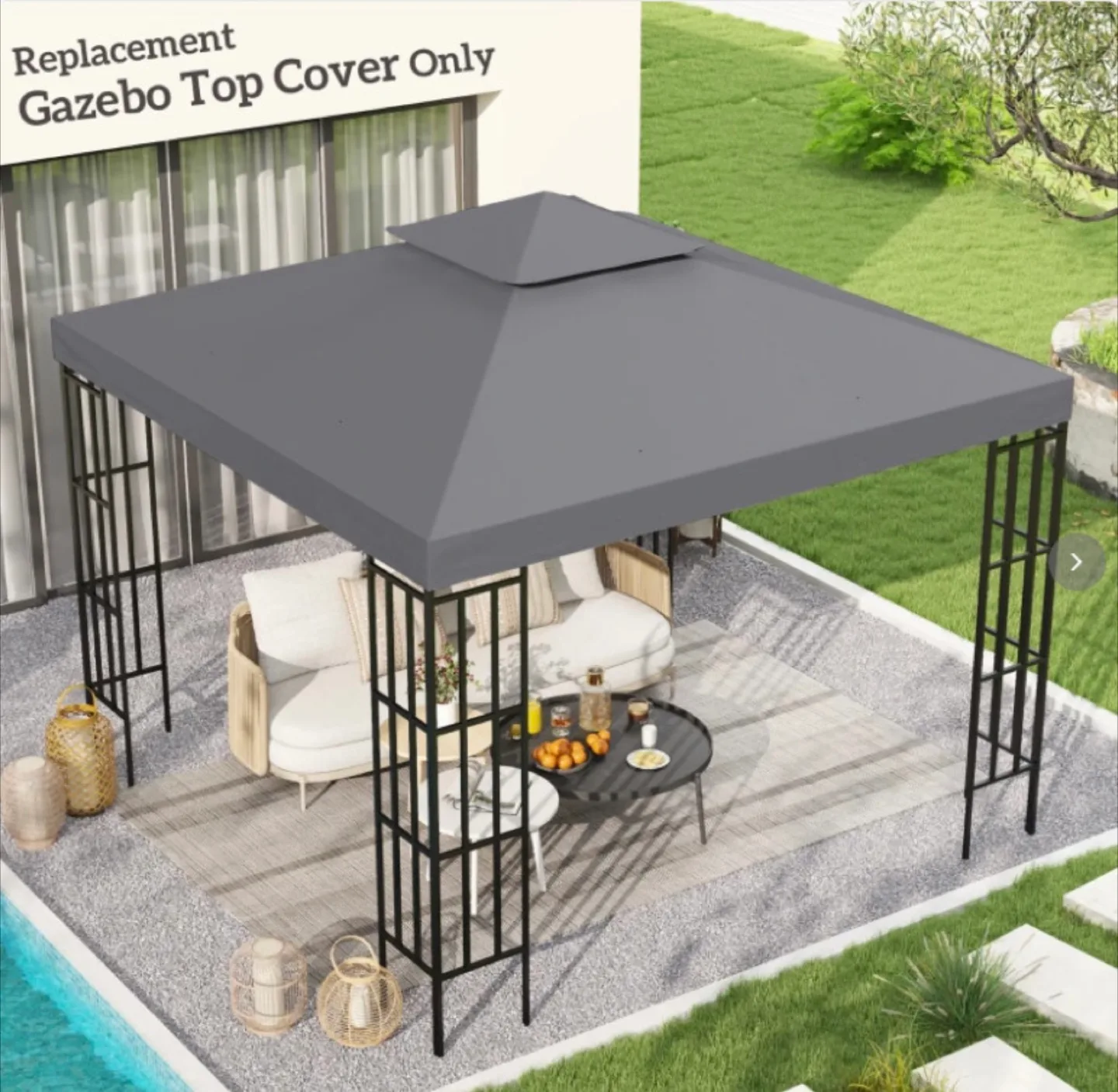 10-ft x 10-ft GAZEBO REPLACEMENT CANOPY TOP- GREY thumbnail