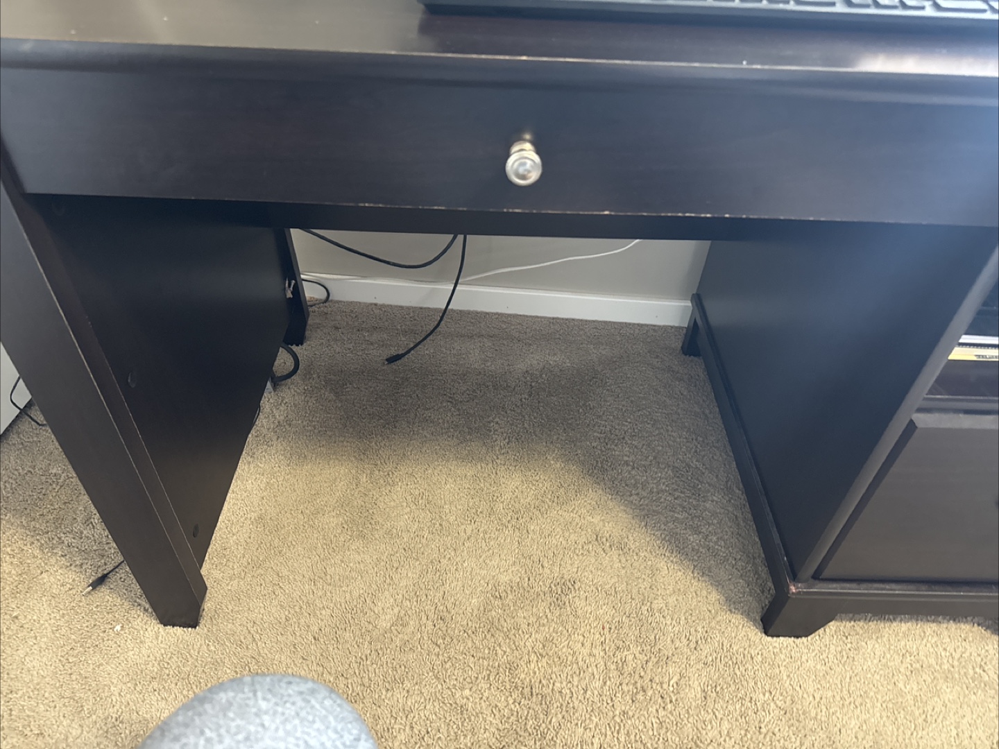 Dark Brown Wooden Desk with Drawers - photo 3