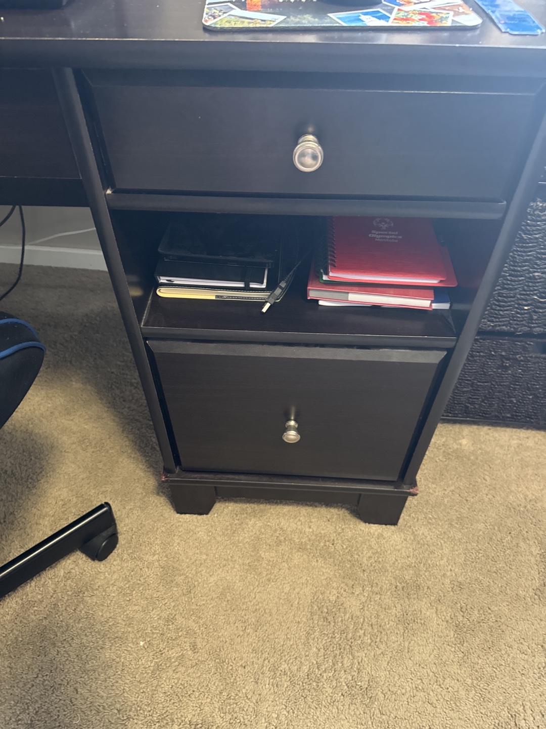 Dark Brown Wooden Desk with Drawers - photo 2