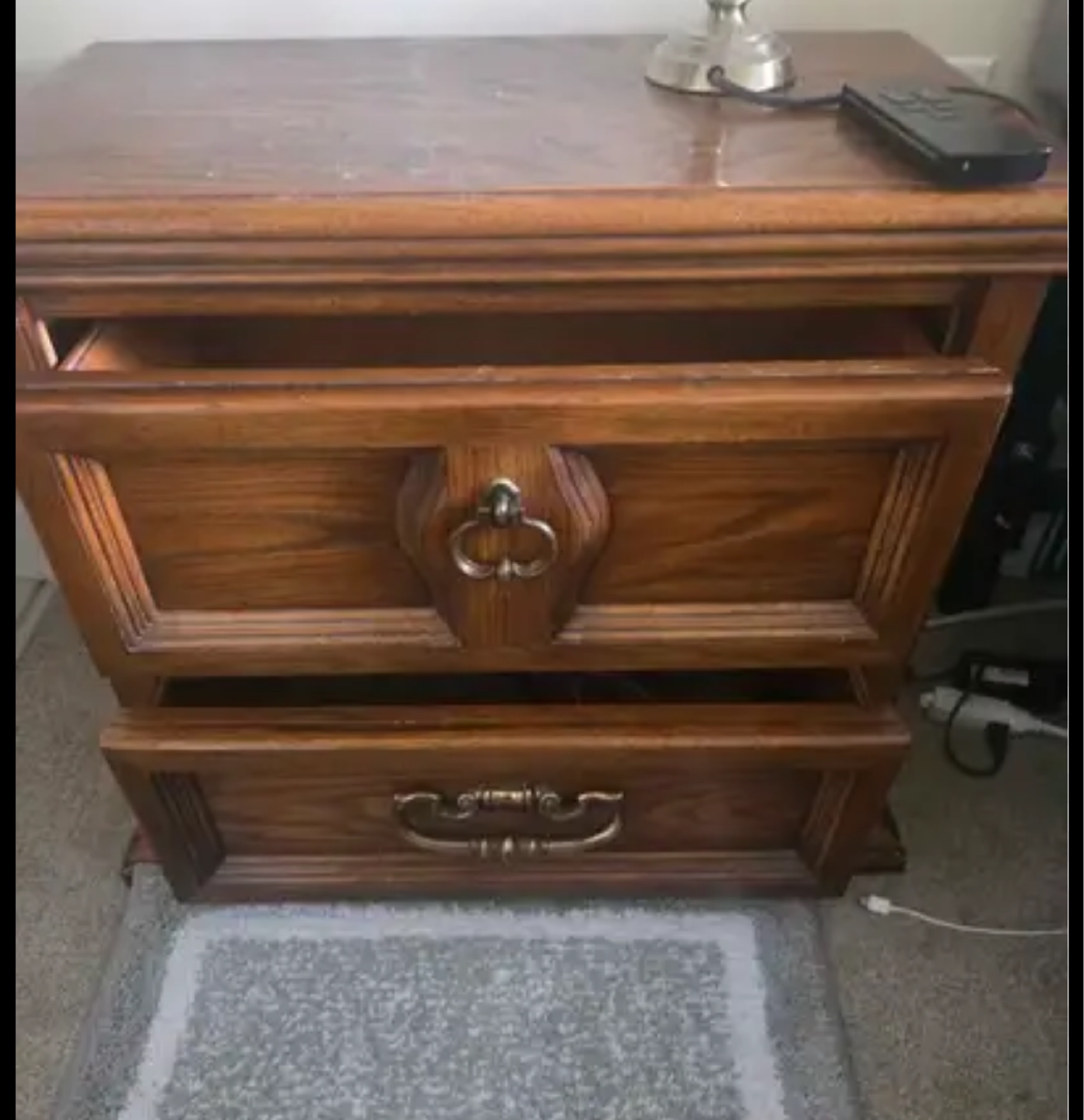 Wooden Nightstand with Two Drawers - photo 2