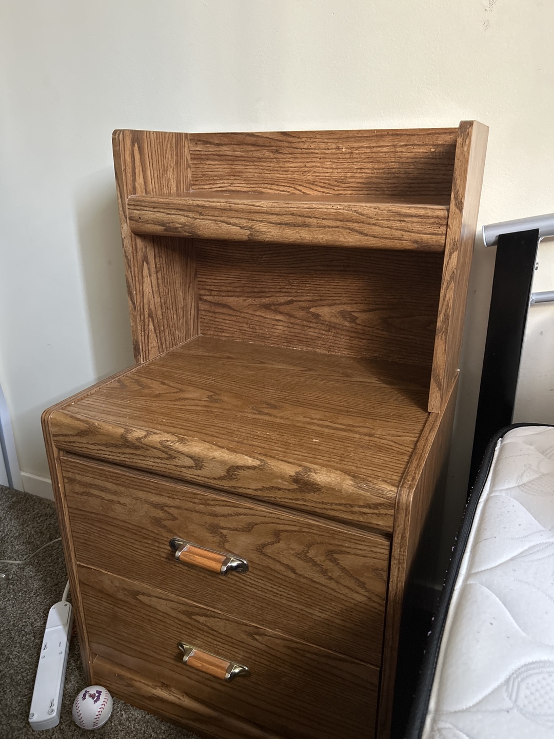 Wooden Nightstand with Shelf