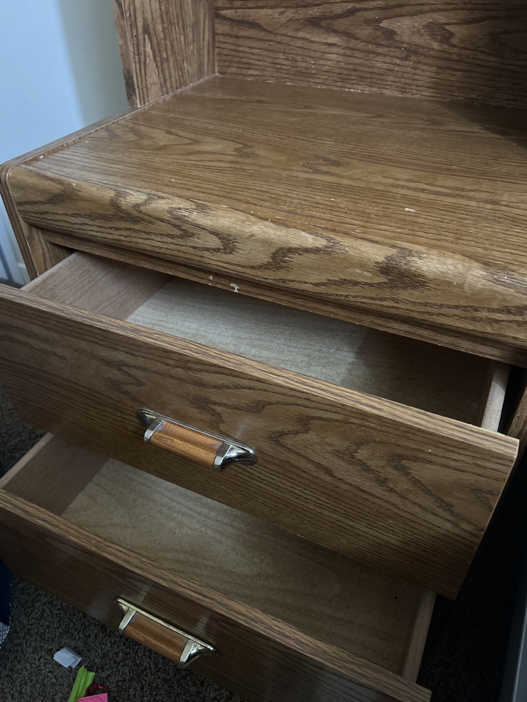 Wooden Nightstand with Shelf - photo 2