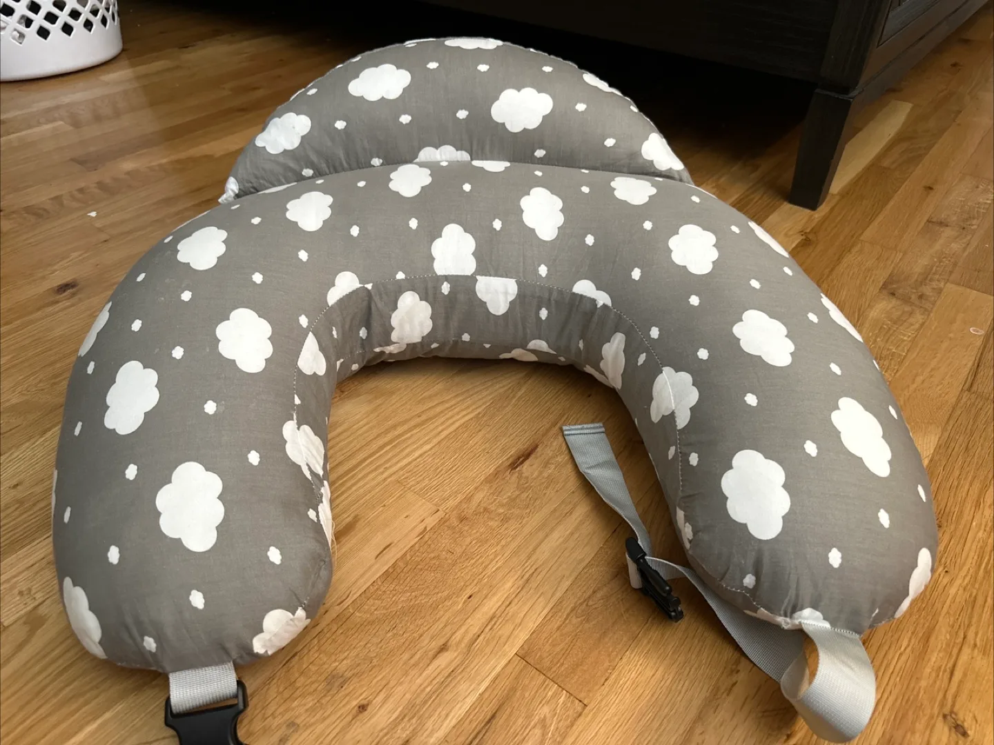 Gray Nursing Pillow with Cloud Pattern thumbnail