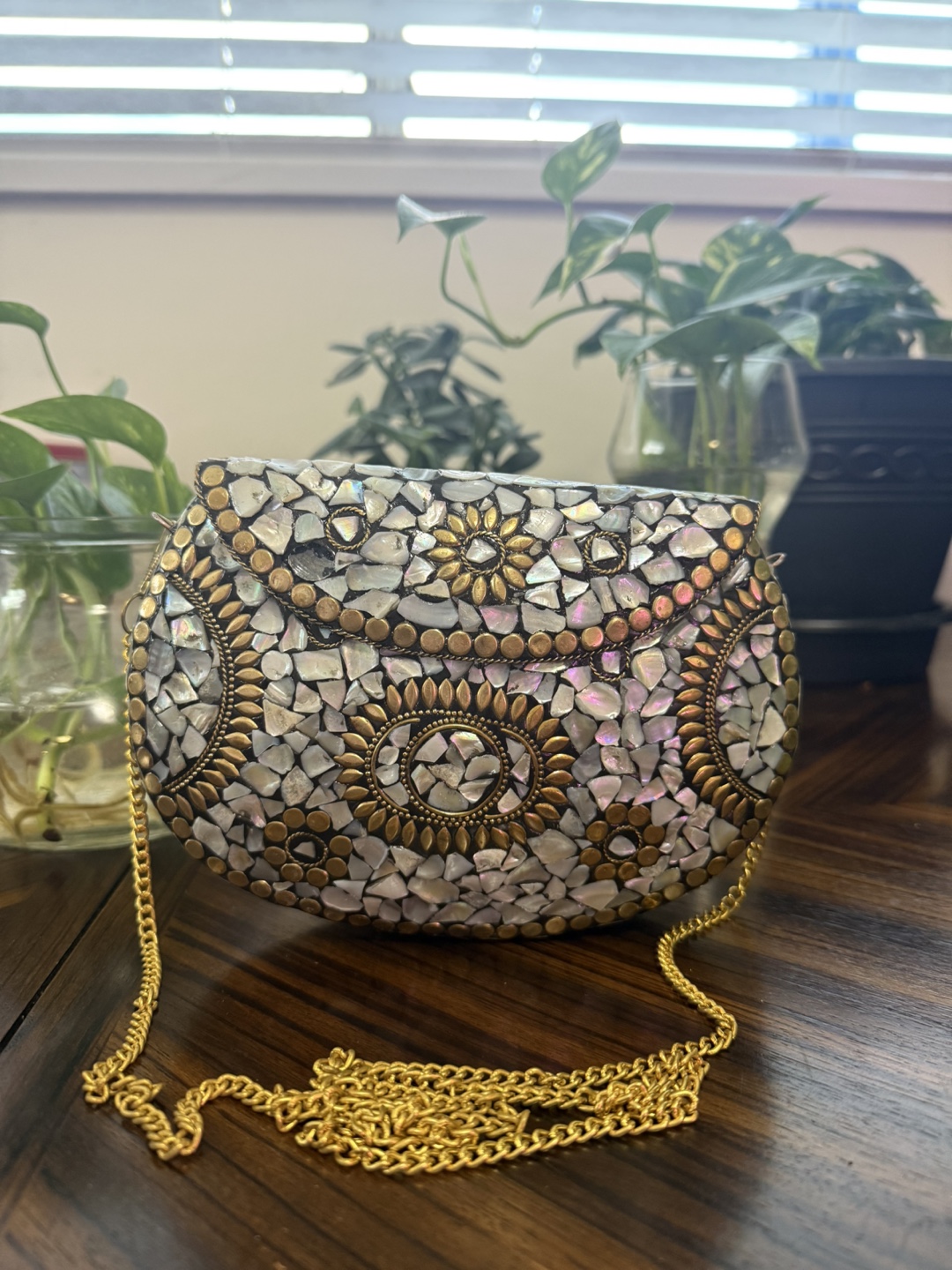Decorative Clutch with Gold Chain