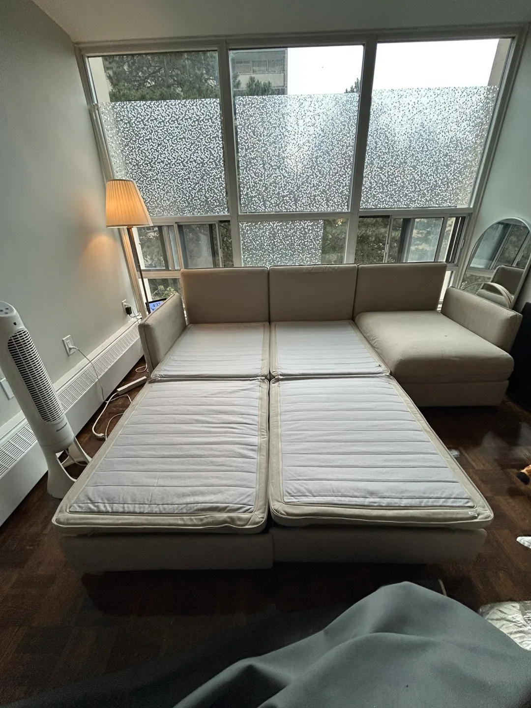 Beige Sectional Sofa with Pull-Out Bed image indicator(3)