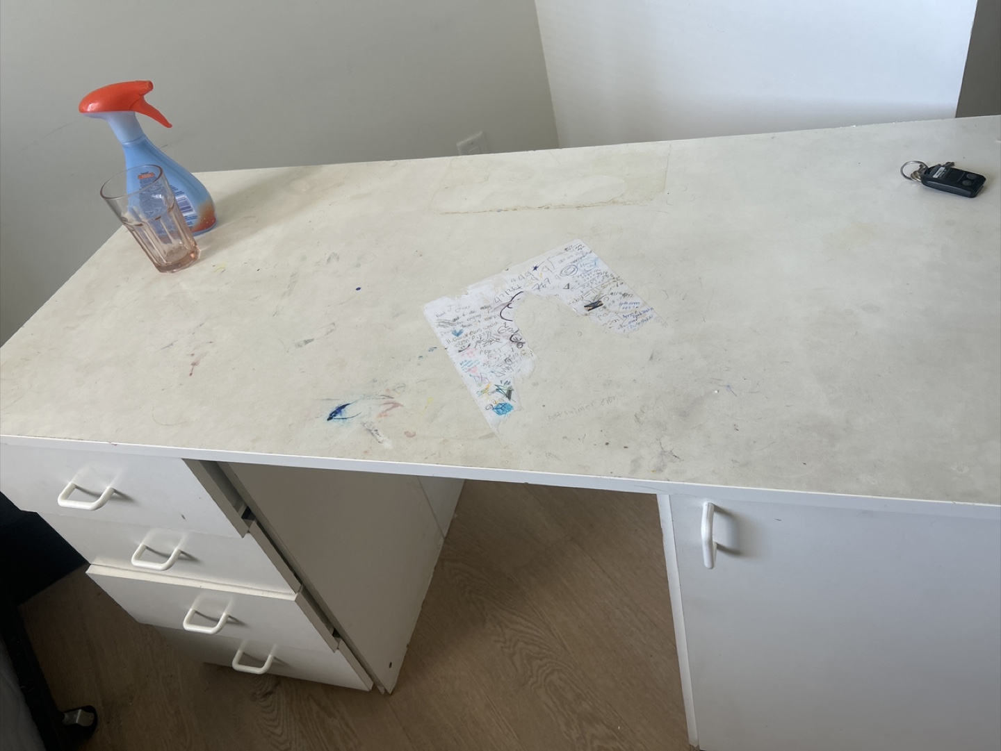 Used White Desk with Storage - photo 4