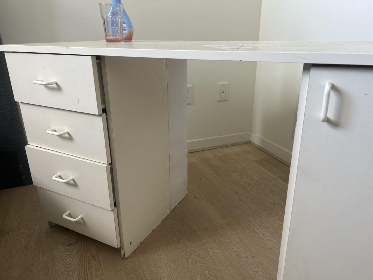 Used White Desk with Storage