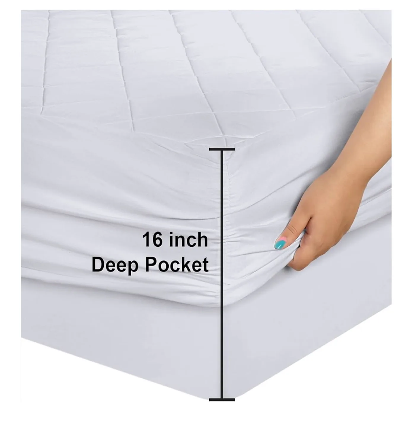 White Quilted Mattress Pad - Deep Pocket image indicator(2)