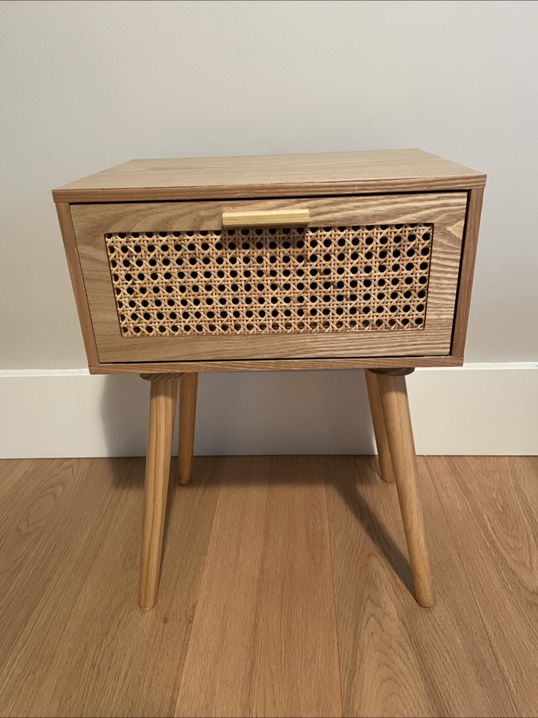 Mid-Century Modern Style Rattan Front Nightstand - photo 3