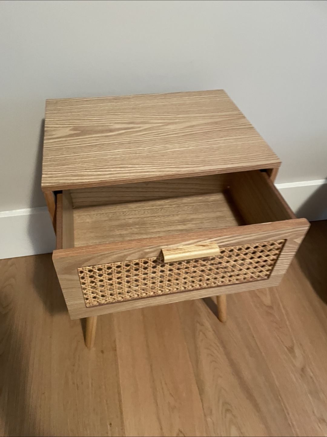 Mid-Century Modern Style Rattan Front Nightstand - photo 5
