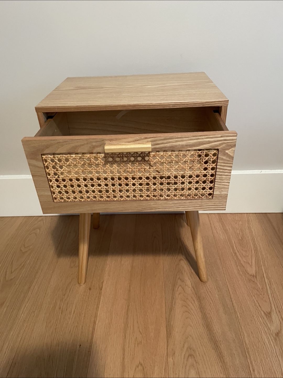 Mid-Century Modern Style Rattan Front Nightstand - photo 4