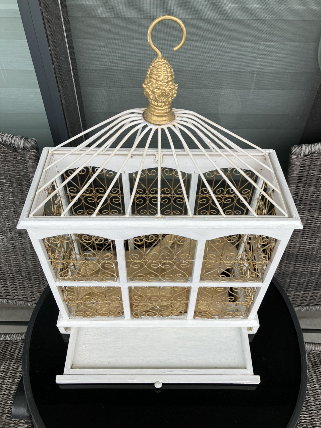 Decorative White & Gold Bird Cage - photo 2