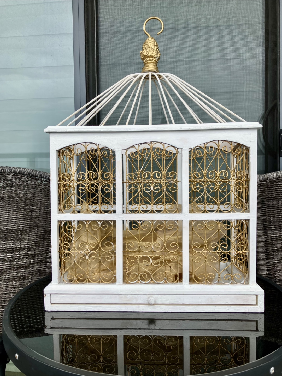 Decorative White & Gold Bird Cage
