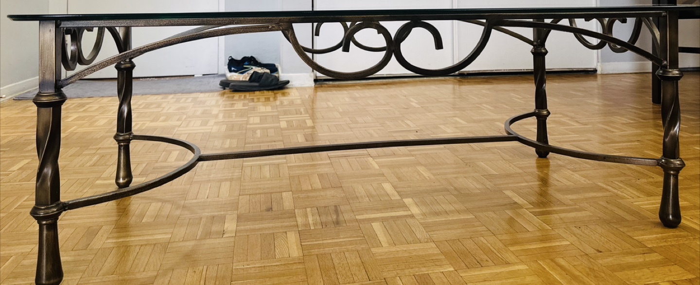 Glass Top Coffee Table with Metal Frame