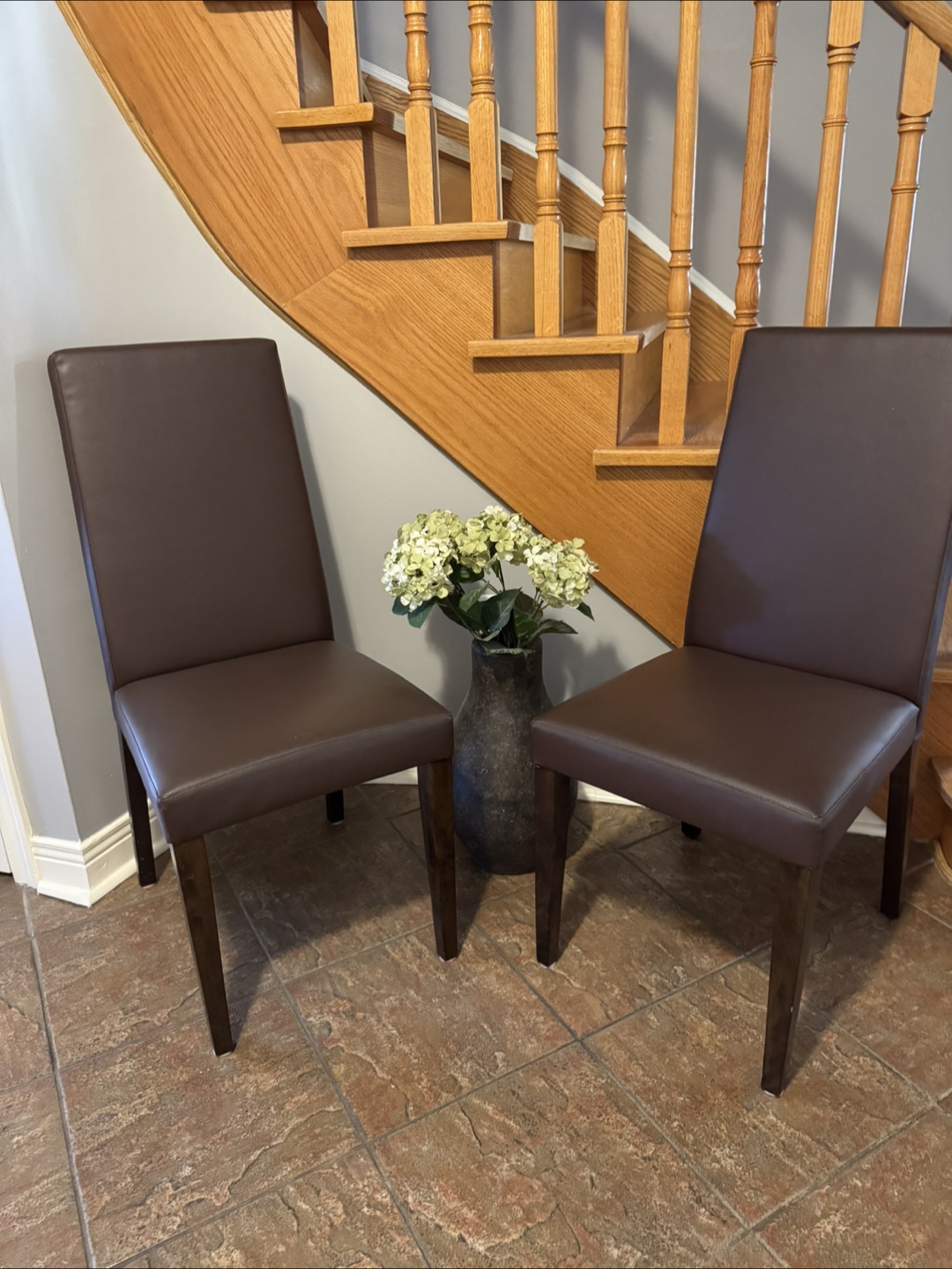 Brown Leather Chairs - Set of 2