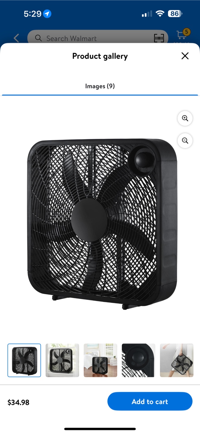 Mainstays 20" 3-Speed Box Fan, 3-Speed Box Fan