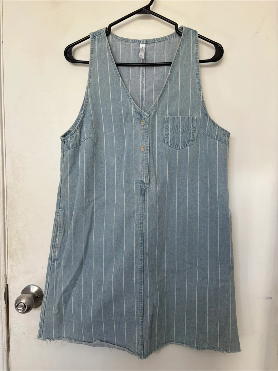 Striped Denim Sleeveless Dress, Size M thumbnail