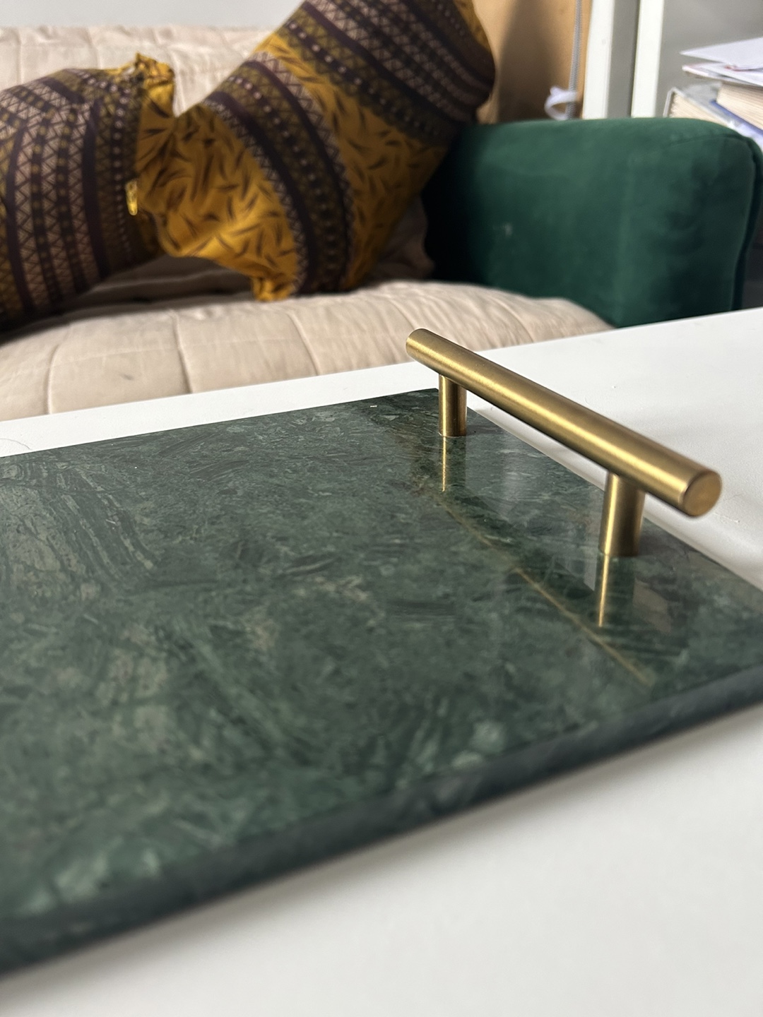 Green Marble Tray with Gold Handles - photo 4