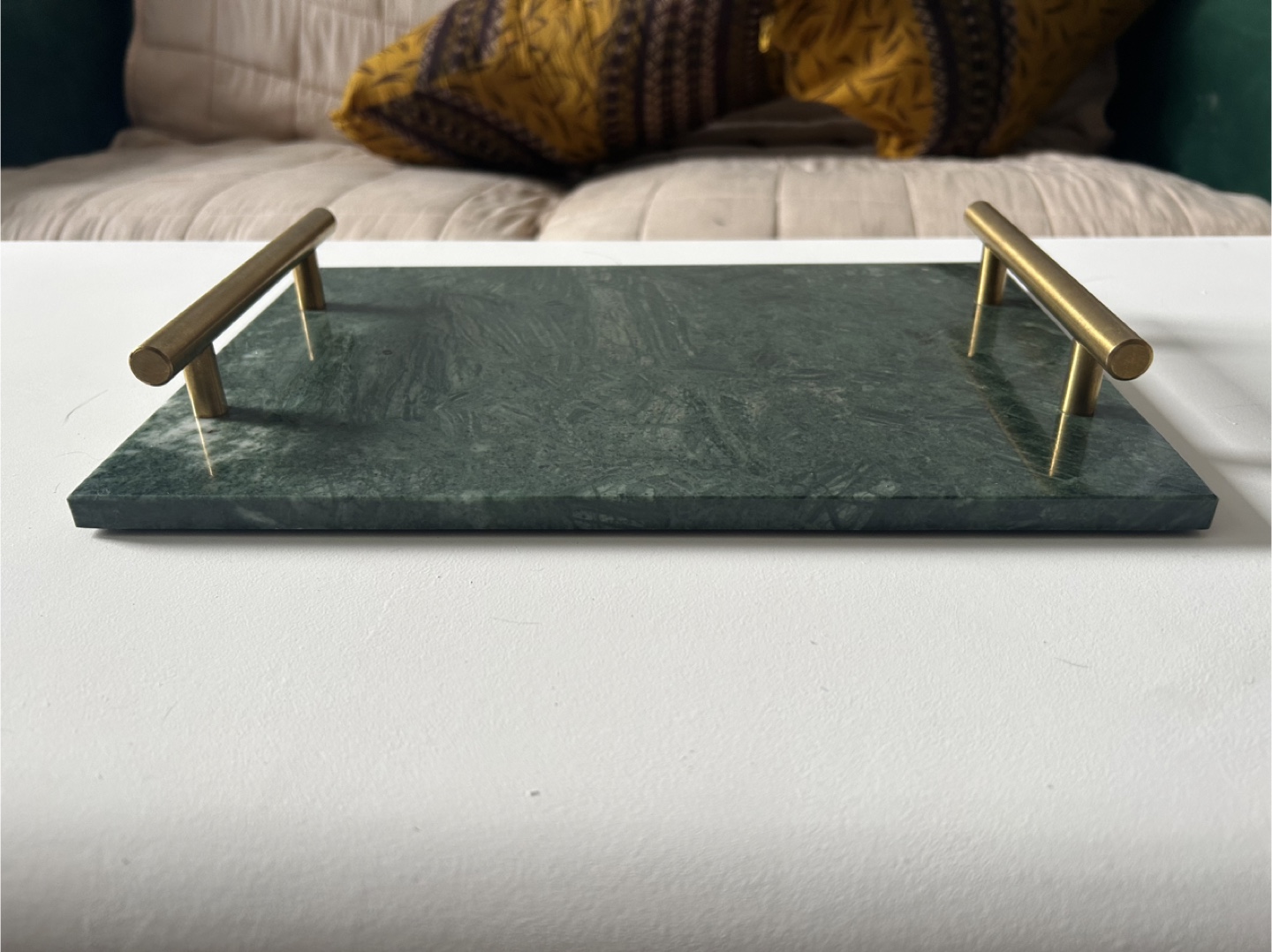 Green Marble Tray with Gold Handles - photo 2