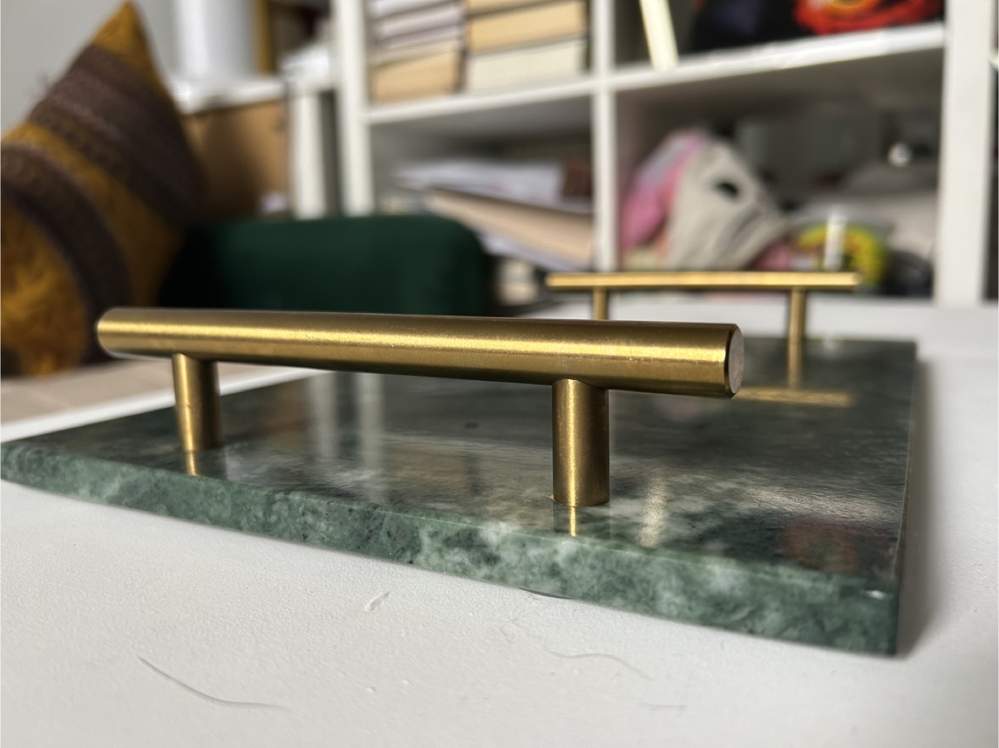 Green Marble Tray with Gold Handles - photo 3