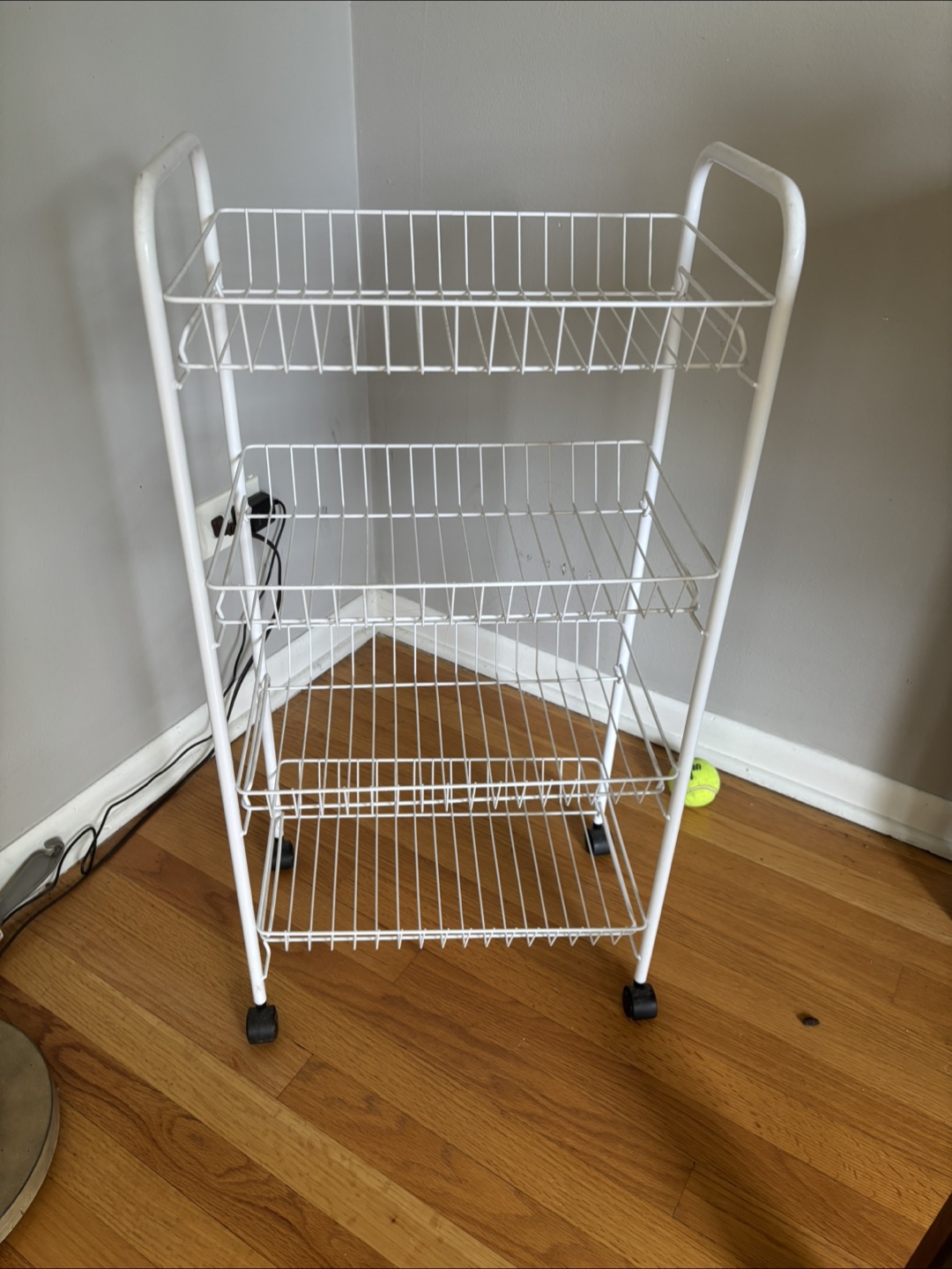 White Metal Rolling Cart