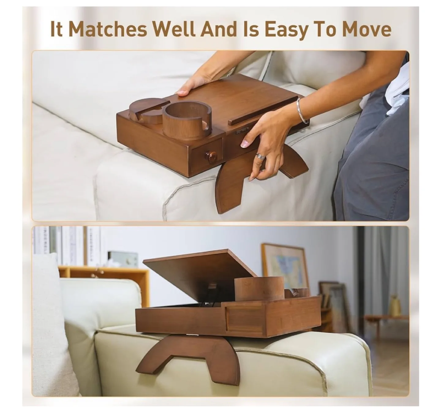 Wooden Couch Armrest Tray Table image indicator(6)