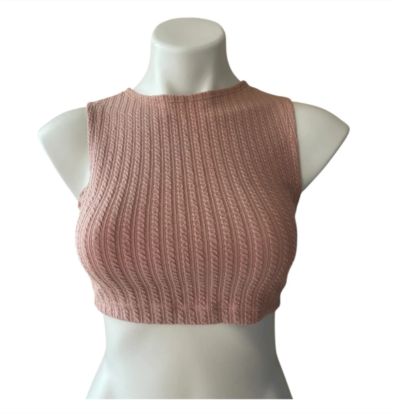 Ribbed Crop Top - Pink thumbnail
