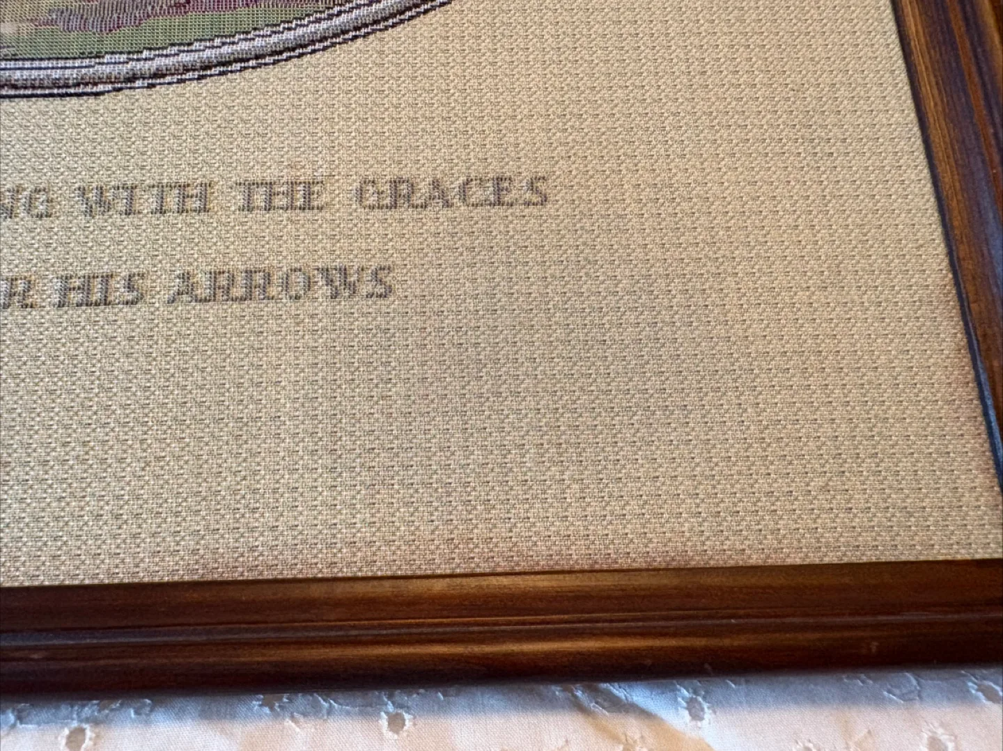 Vintage Framed Tapestry - Cupid Struggling with the Graces image indicator(4)