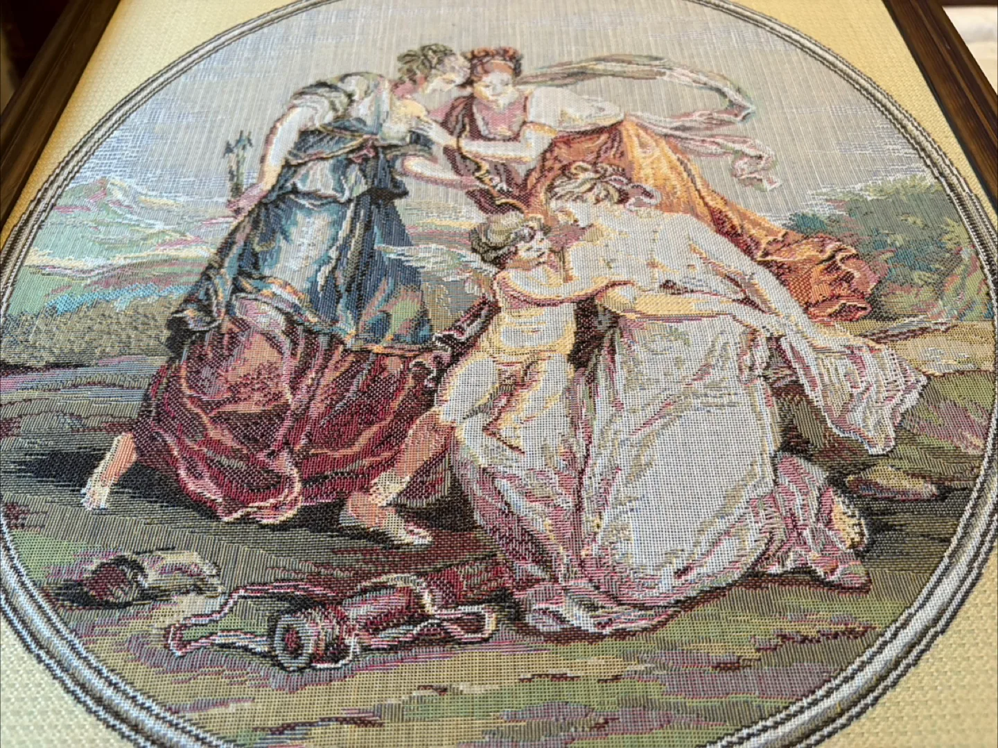 Vintage Framed Tapestry - Cupid Struggling with the Graces image indicator(2)