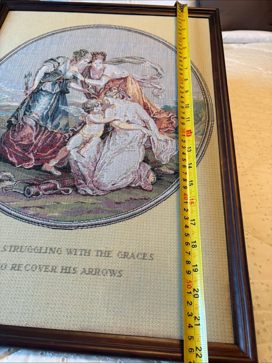 Vintage Framed Tapestry - Cupid Struggling with the Graces image indicator(7)