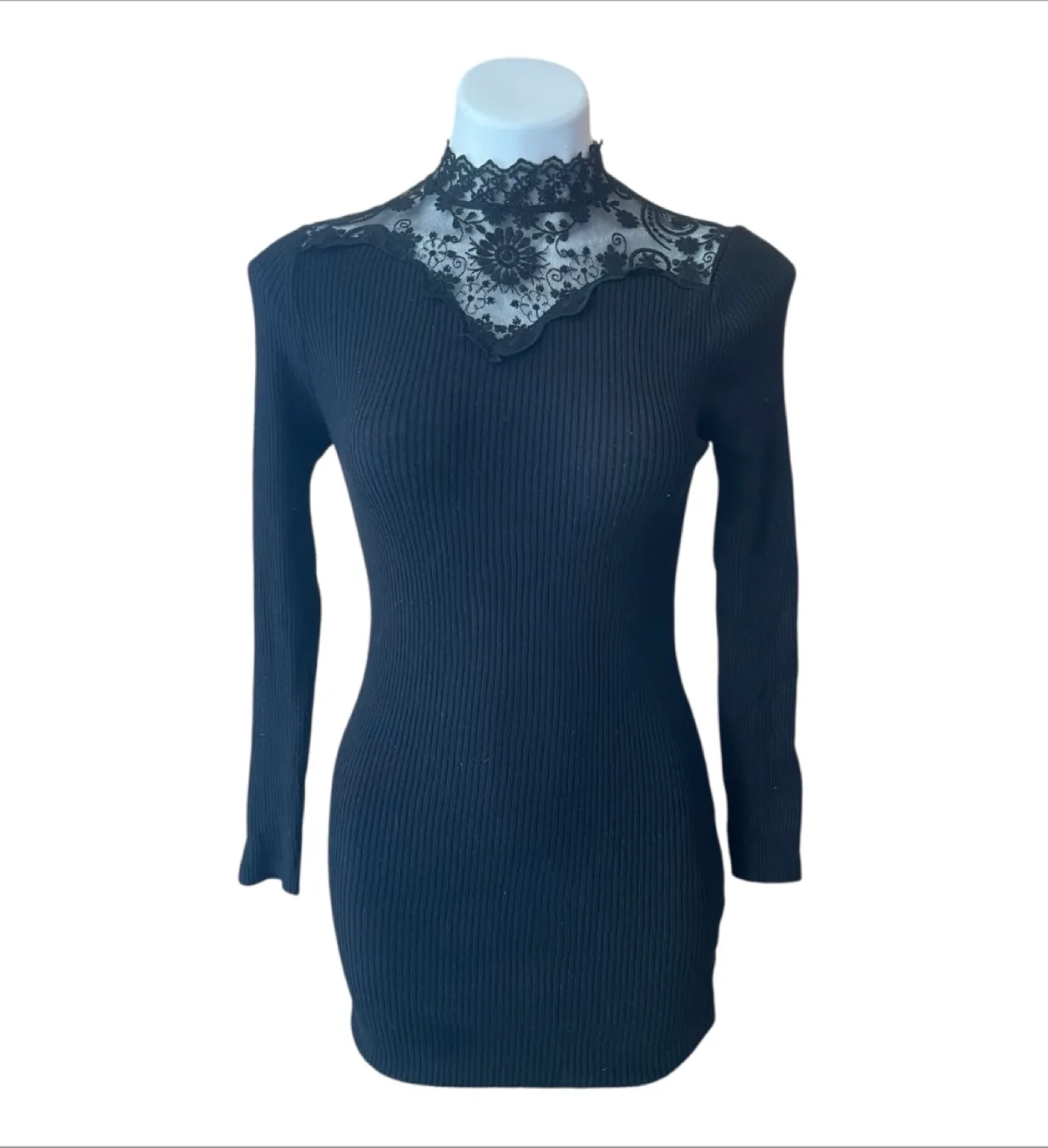 NWOT Vintage 2000s Y2K Black Lace Top thumbnail