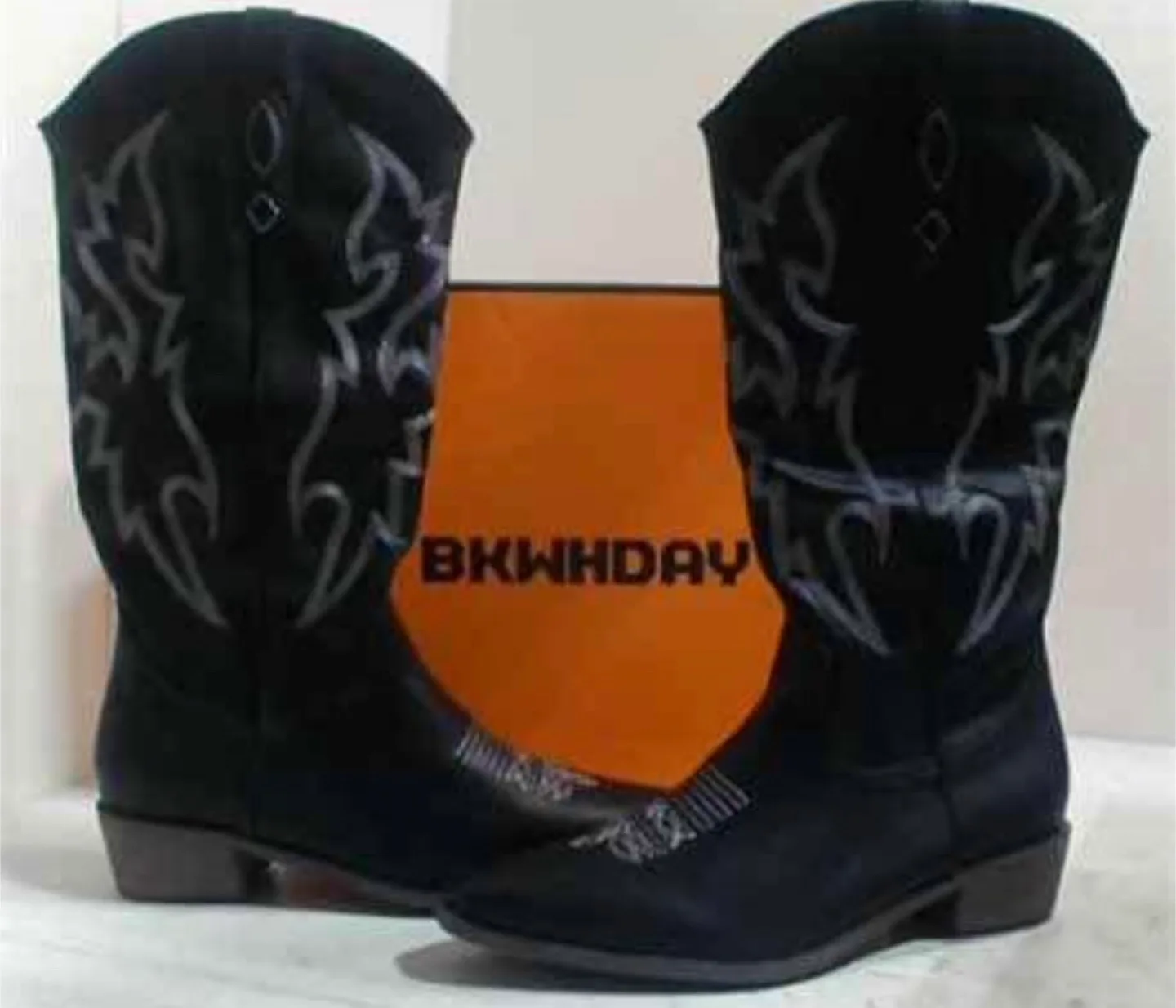 Bkwhday Women's Cowgirl Boots, Sz 9 (Euro 39) Black thumbnail