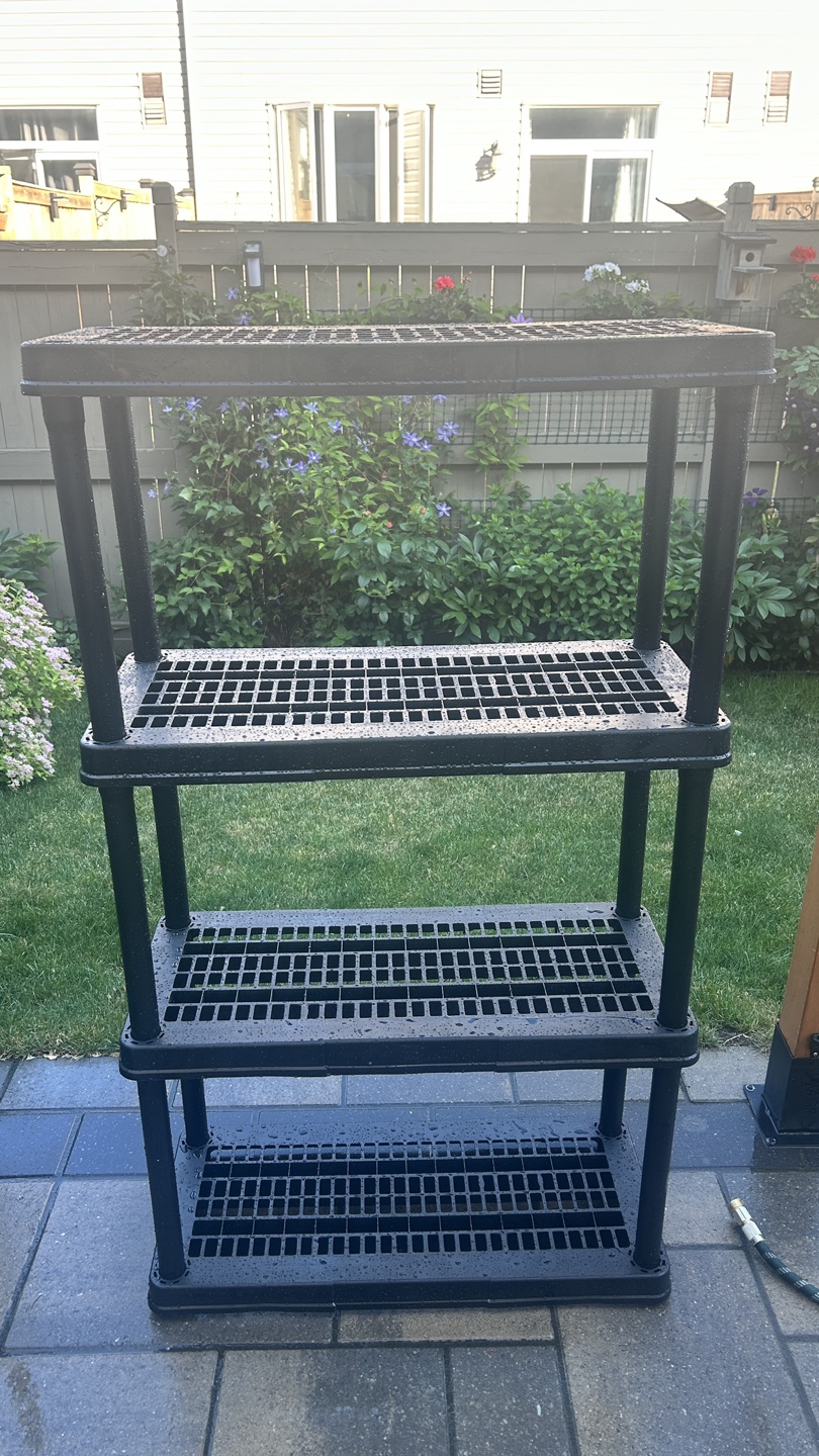 4-Tier Black Plastic Shelving Unit