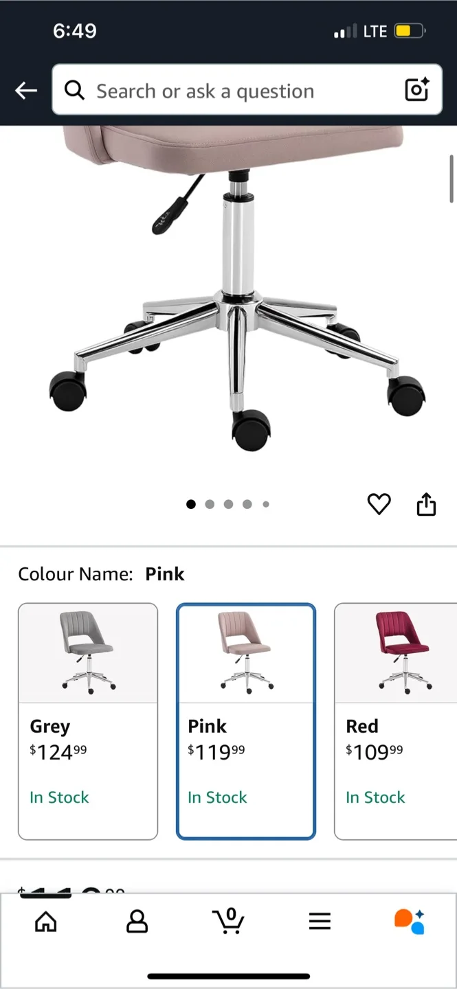 Pink Velvet Office Chair image indicator(5)