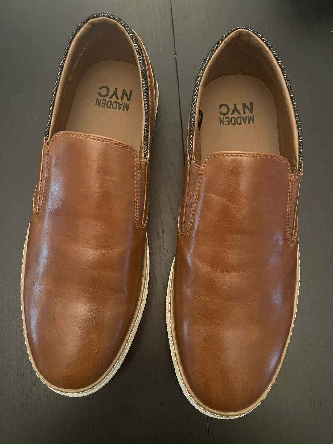 Madden NYC Brown Leather Slip-On Shoes image indicator(3)