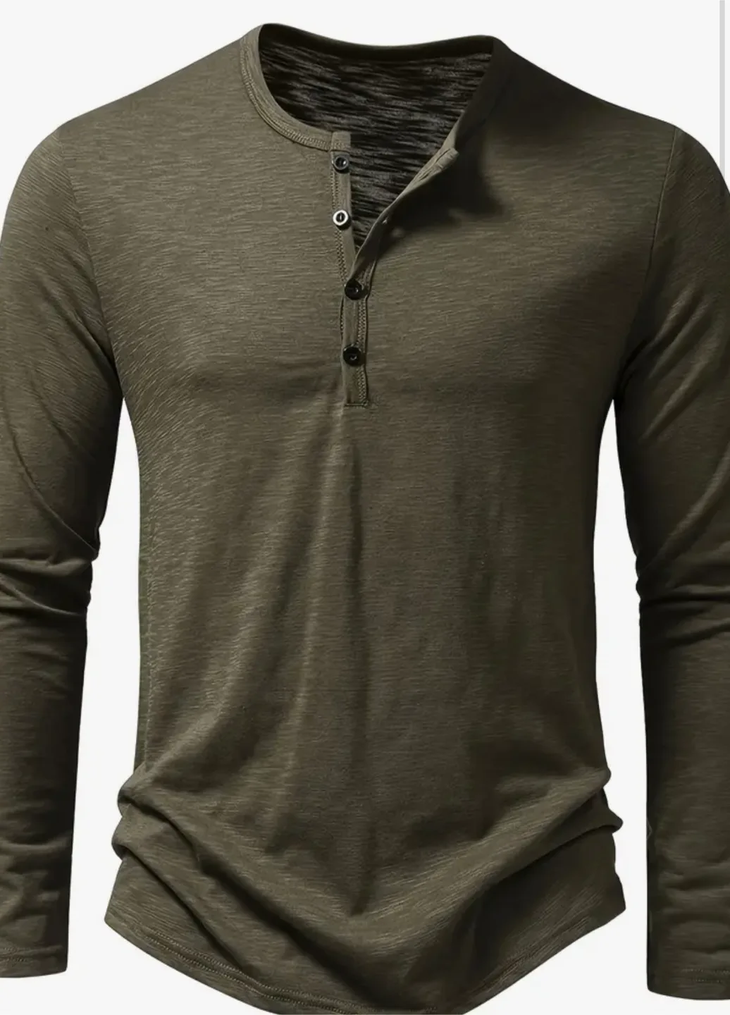 Olive Green Henley Long Sleeve Shirt image indicator(3)