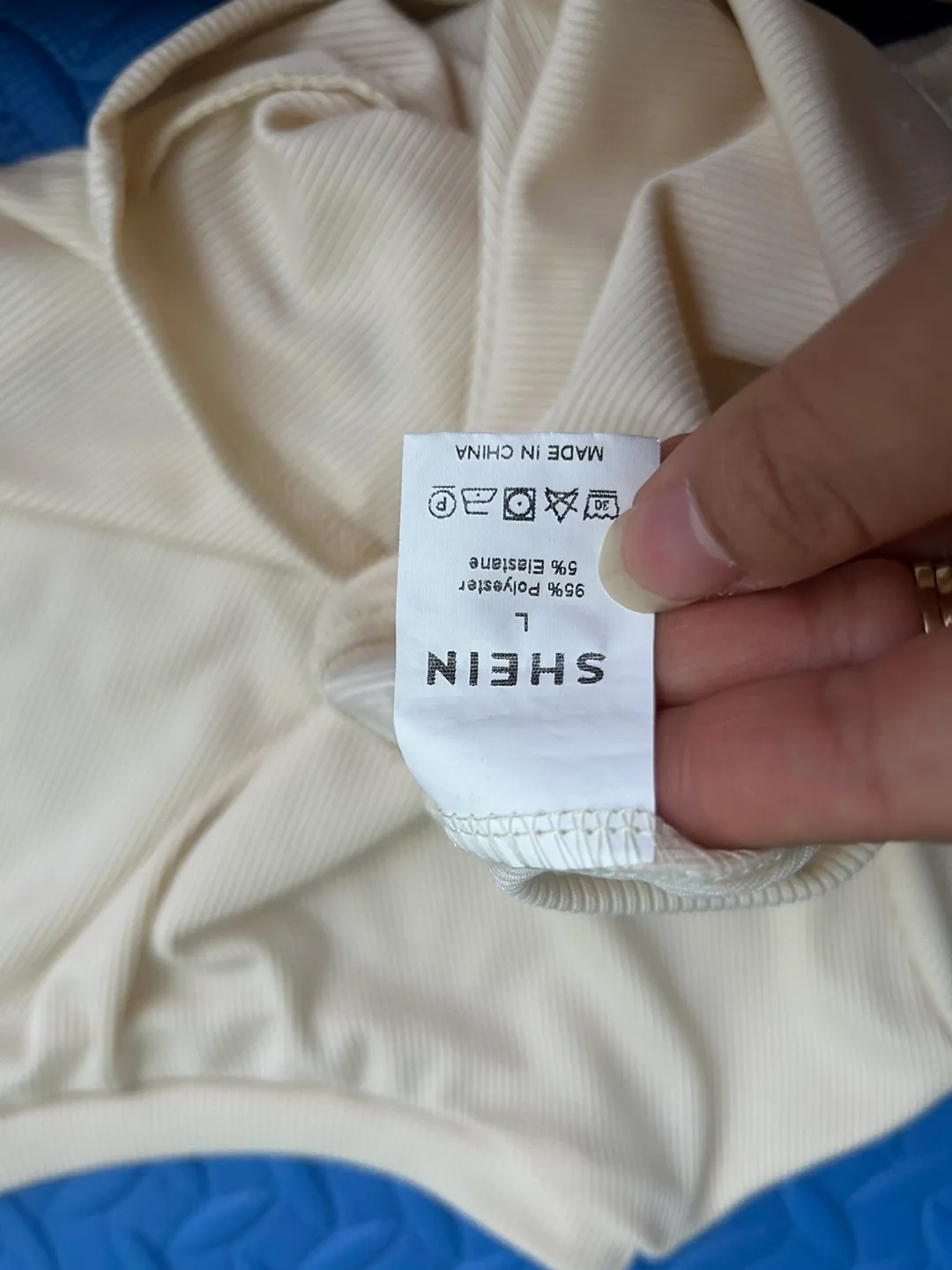 SHEIN Cream Ribbed Top - Size L#freecycle thumbnail