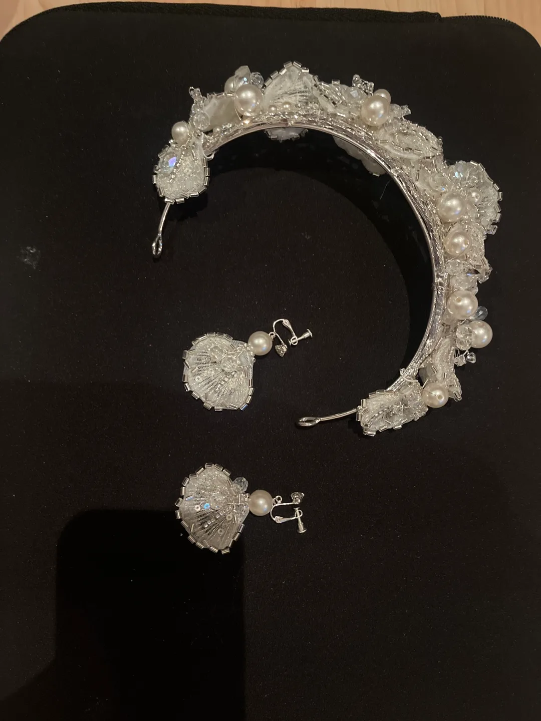 Wedding Tiara and Earrings Set - Bridal Accessories thumbnail