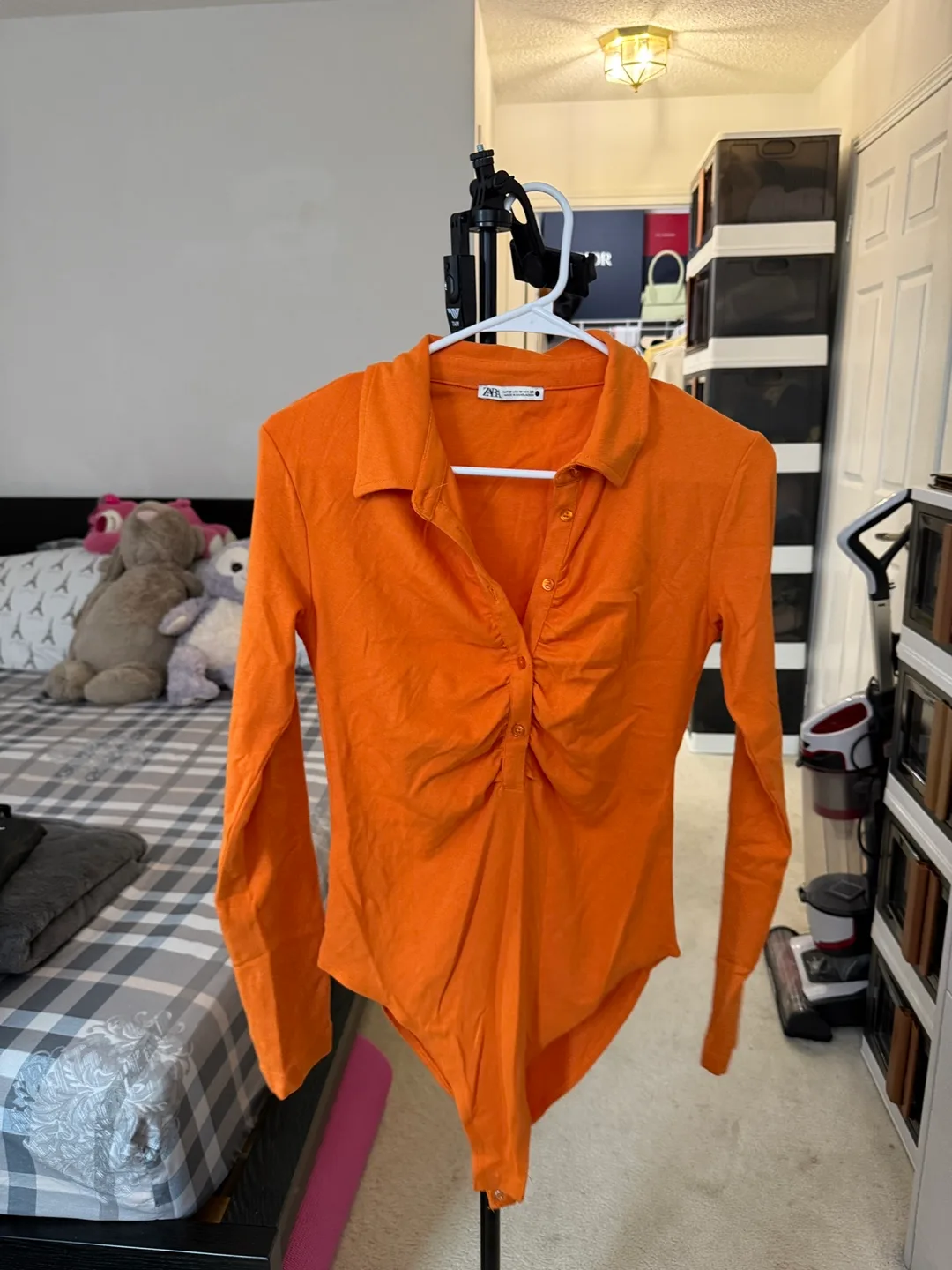 Zara Orange Bodysuit - Size M thumbnail