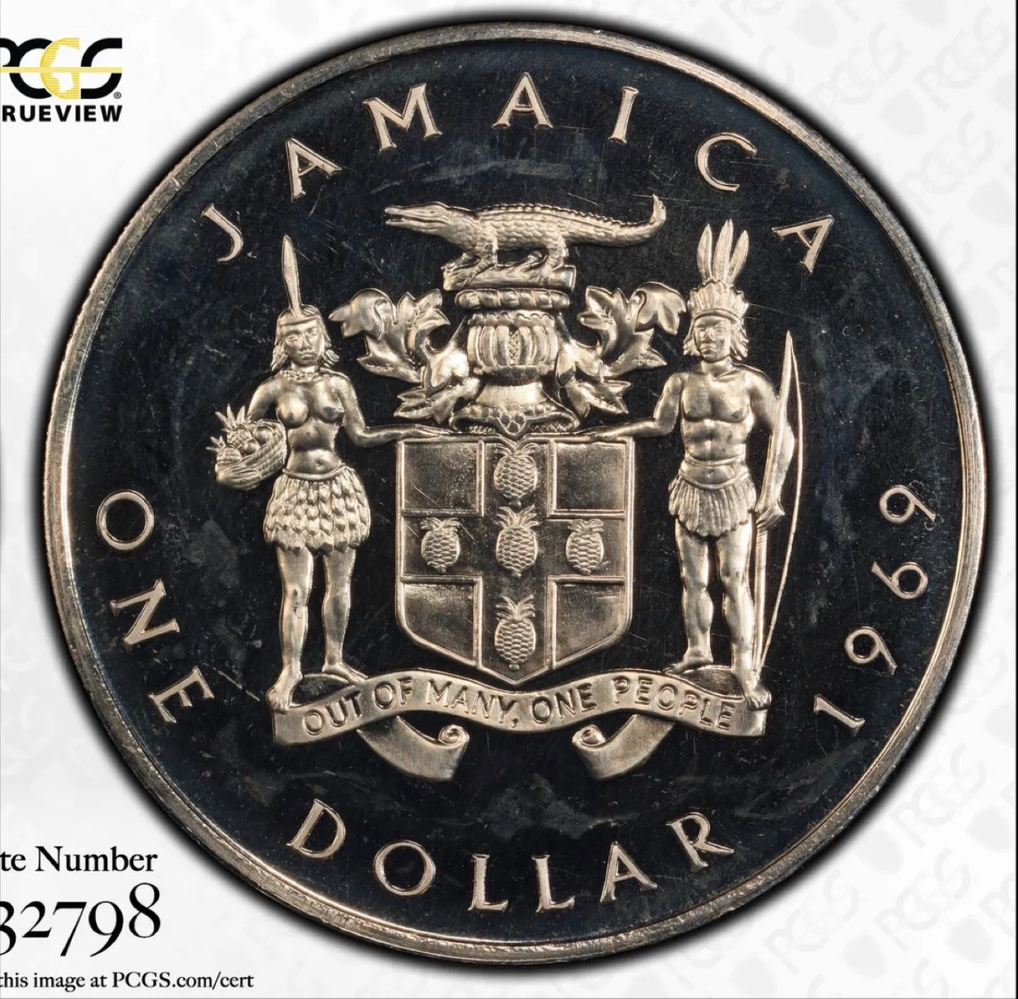 TOP POP FINEST PCGS GRADED PROOF - 1969 JAMAICA FIRST DOLLAR image indicator(2)